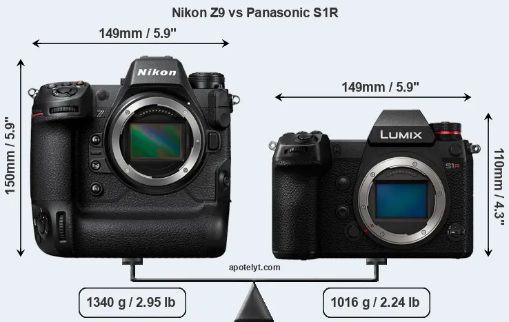 Size Nikon Z9 vs Panasonic S1R