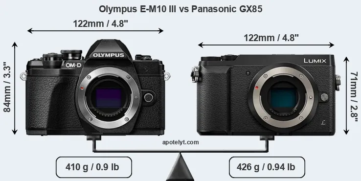 Size Olympus E-M10 III vs Panasonic GX85