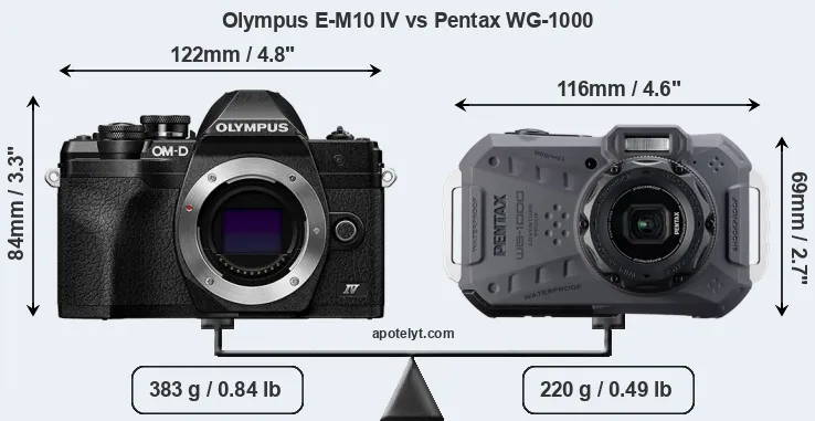 Size Olympus E-M10 IV vs Pentax WG-1000