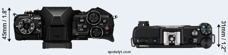 Compare E-M5 II versus Pentax Q top