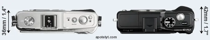 Compare E-P1 versus E-PL2 top