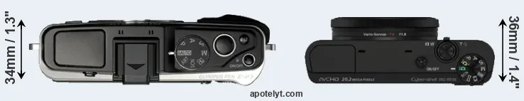 Compare E-P3 versus RX100 top