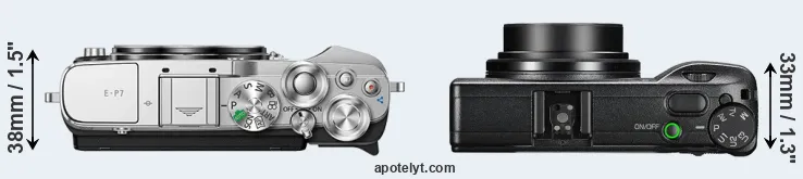 Compare E-P7 versus GR III top