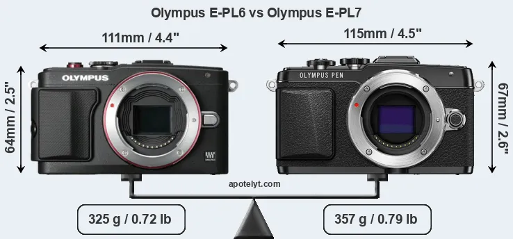 Size Olympus E-PL6 vs Olympus E-PL7