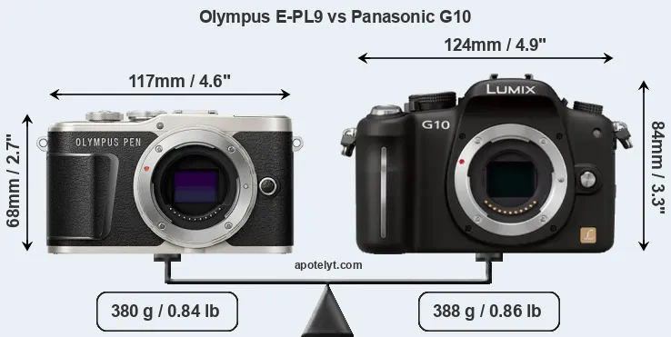 Size Olympus E-PL9 vs Panasonic G10