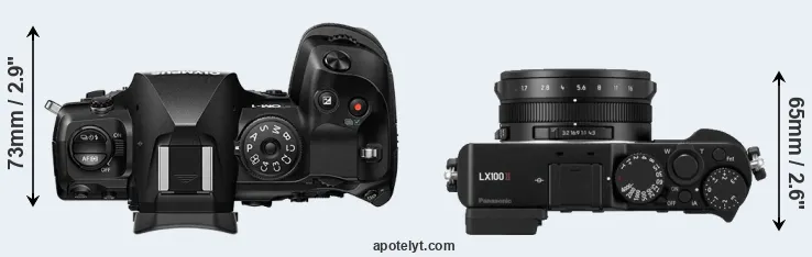 Compare OM-1 versus LX100 II top