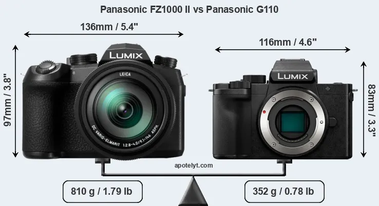 Size Panasonic FZ1000 II vs Panasonic G110