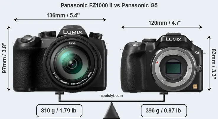 Size Panasonic FZ1000 II vs Panasonic G5