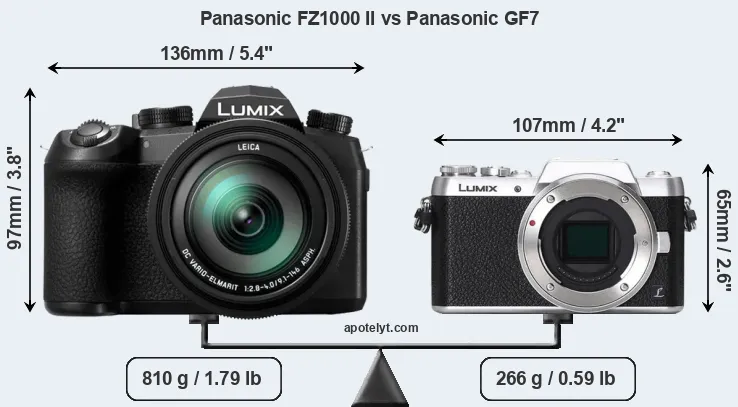 Size Panasonic FZ1000 II vs Panasonic GF7