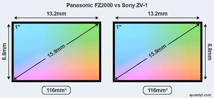 Panasonic FZ2000 and Sony ZV-1 sensor measures