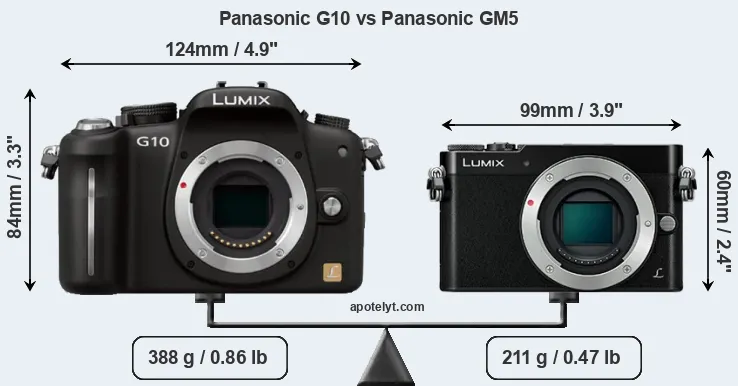Size Panasonic G10 vs Panasonic GM5