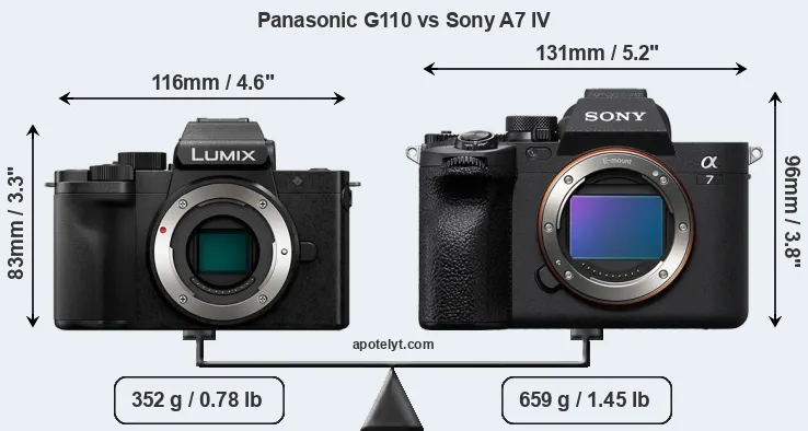 Size Panasonic G110 vs Sony A7 IV