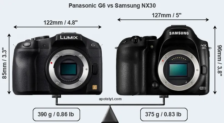 Size Panasonic G6 vs Samsung NX30