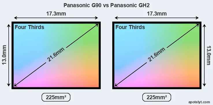 Panasonic G90 and Panasonic GH2 sensor measures