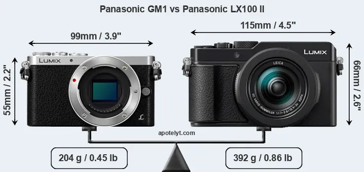 Size Panasonic GM1 vs Panasonic LX100 II