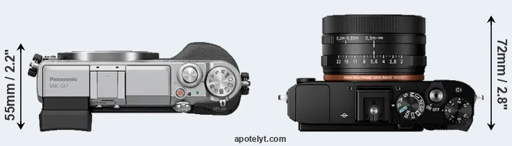 Compare GX7 versus RX1R II top