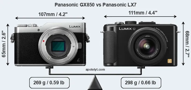 Size Panasonic GX850 vs Panasonic LX7