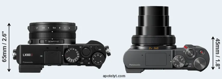 Compare LX100 II versus TZ200 top