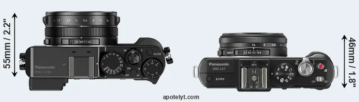 Compare LX100 versus LX7 top