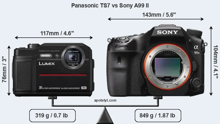 Size Panasonic TS7 vs Sony A99 II