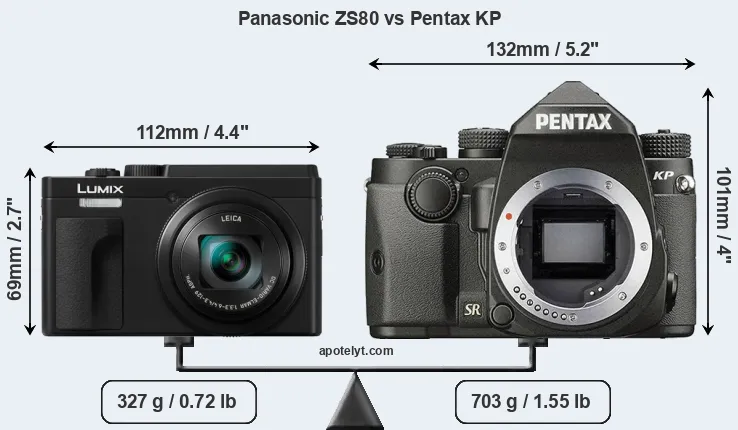 Size Panasonic ZS80 vs Pentax KP