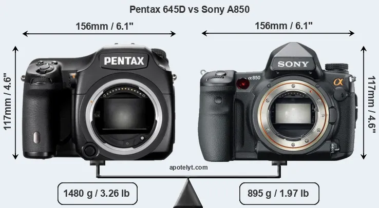 Size Pentax 645D vs Sony A850