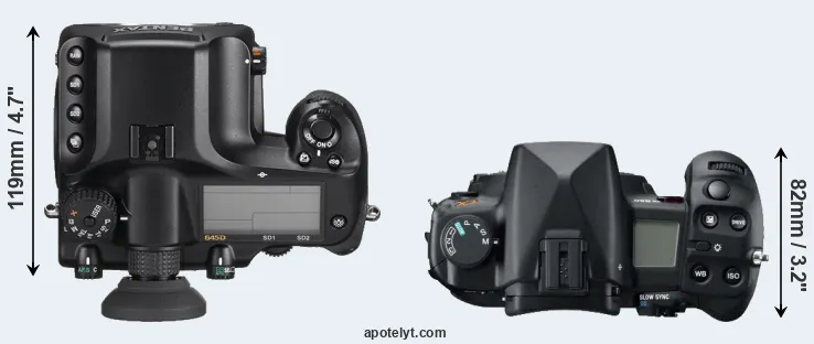 Compare 645D versus A850 top