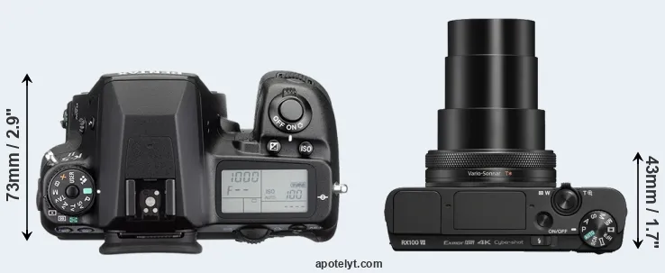 Compare K-5 II versus RX100 VII top