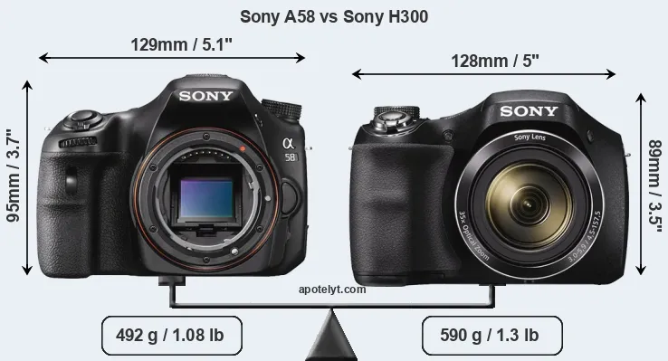 Size Sony A58 vs Sony H300