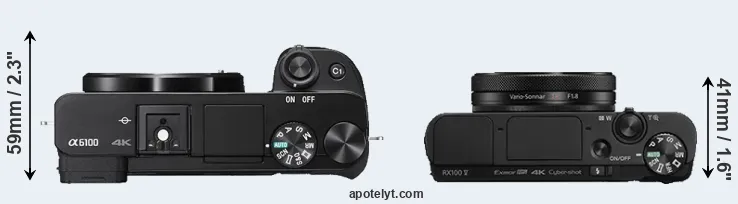 Compare A6100 versus RX100 V top