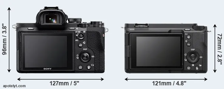 Comparison A7 II or ZV-E1 rear