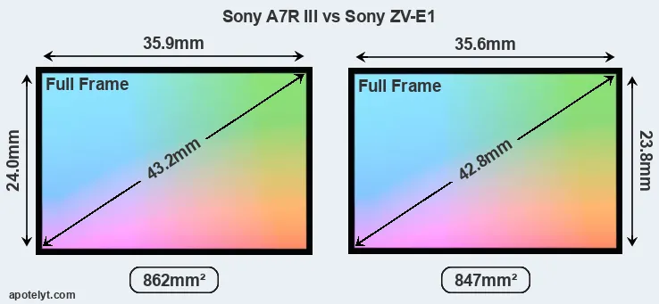 Sony A7R III and Sony ZV-E1 sensor measures