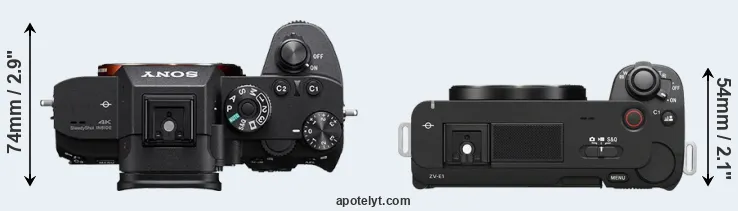 Compare A7R III versus ZV-E1 top