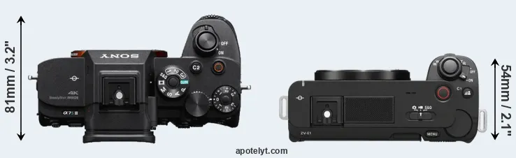Compare A7S III versus ZV-E1 top