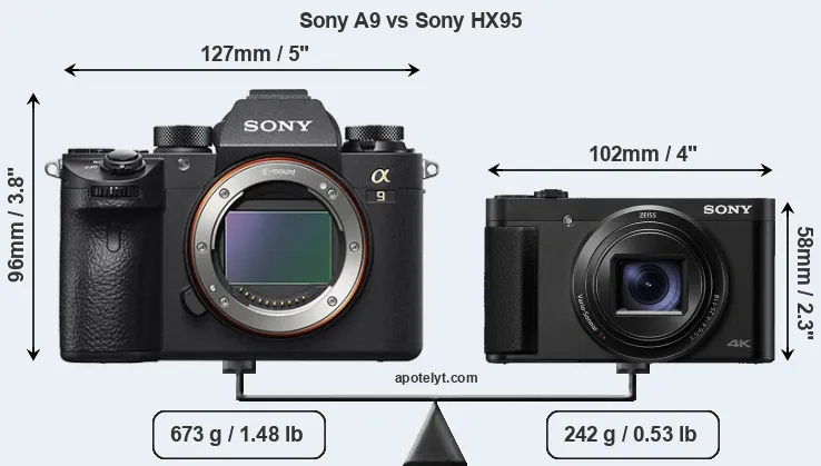 Size Sony A9 vs Sony HX95