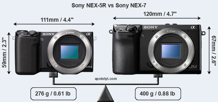 Size Sony NEX-5R vs Sony NEX-7